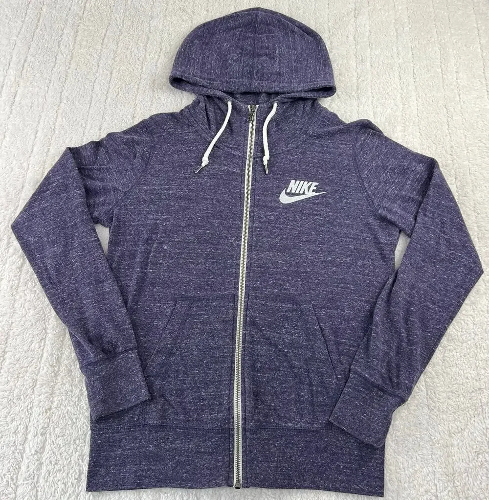 Nike purple heather zip up lightweight hooded sweatshirt size medium Y2K